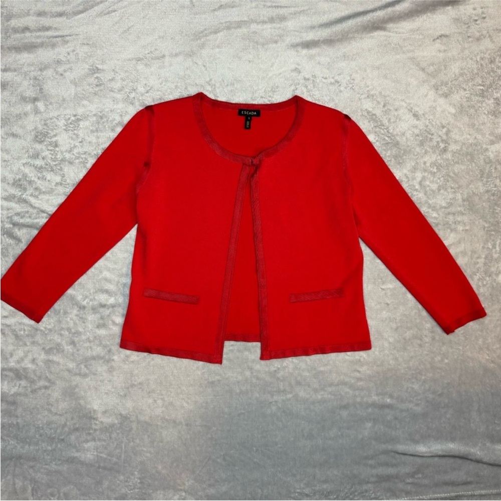 Escada Red Open Front Cardigan